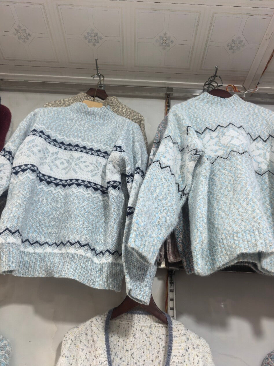 Winter Snowflake Sweater Fashion Half Turtleneck Pullover Knitted Tops ...